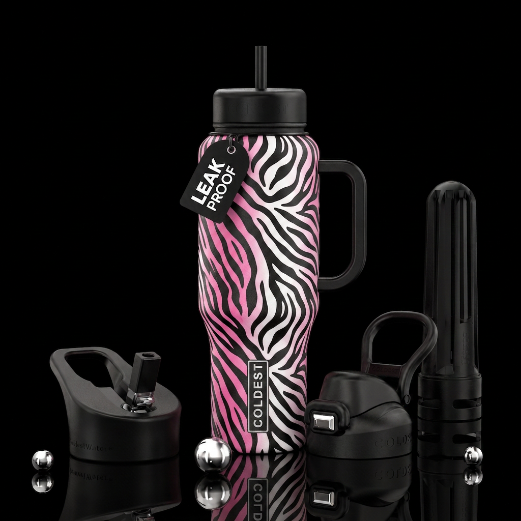 Pink Zebra water bottle design