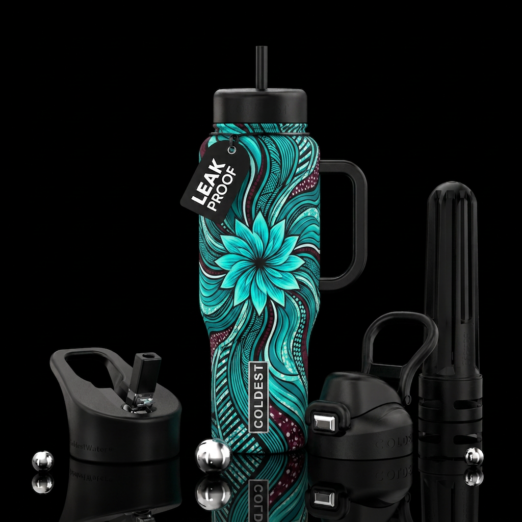Flowing floral water bottle design