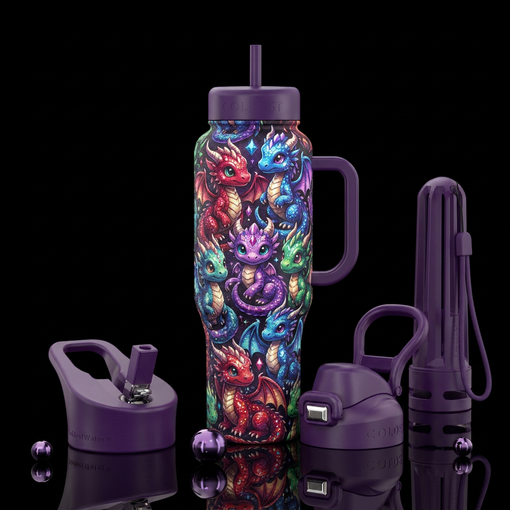 Wyrmling dragon babies water bottle design