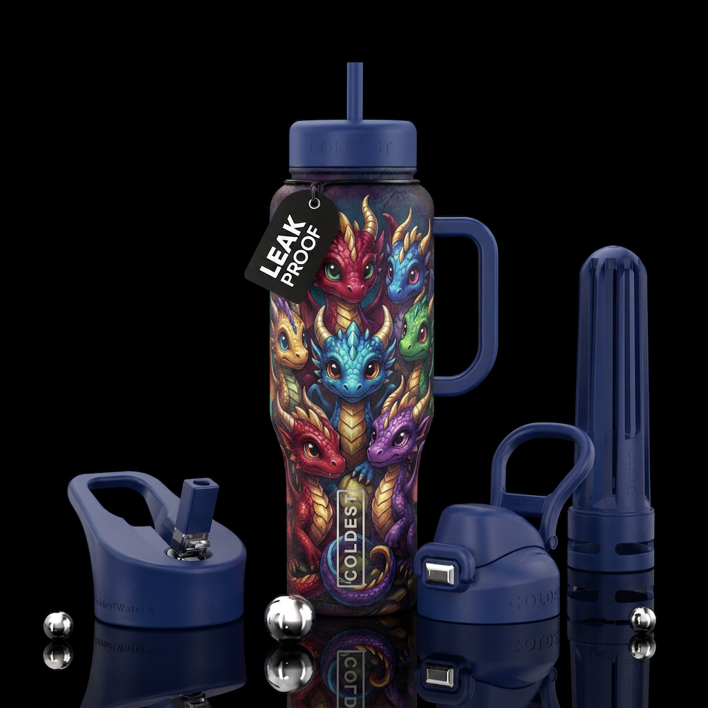 Ebros wyrmling bobble head baby dragon figures.  R... water bottle design
