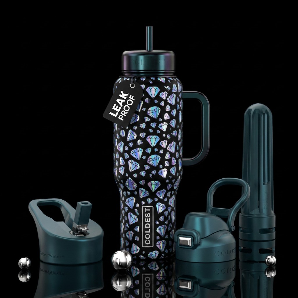 Moonlight diamonds.    Metallic iridescent diamond... water bottle design