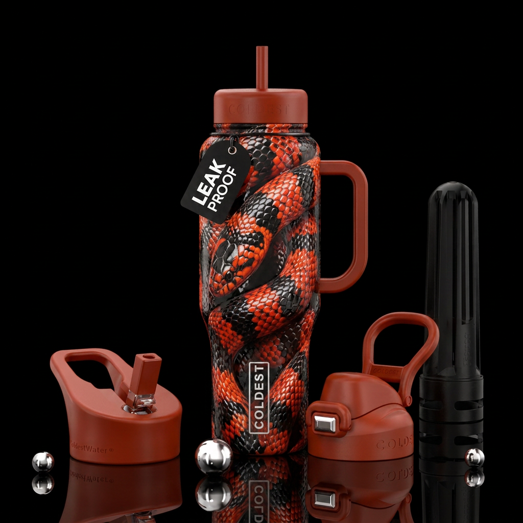Red bellied mud snake pattern.  Vibrant.  Dramatic... water bottle design