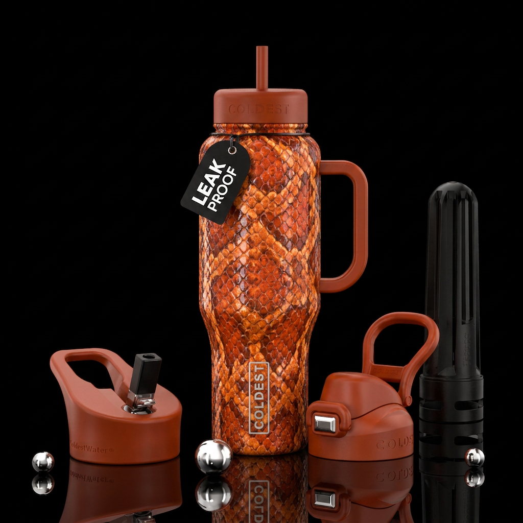 Cover the cup in a corn snake snakeskin pattern si... water bottle design