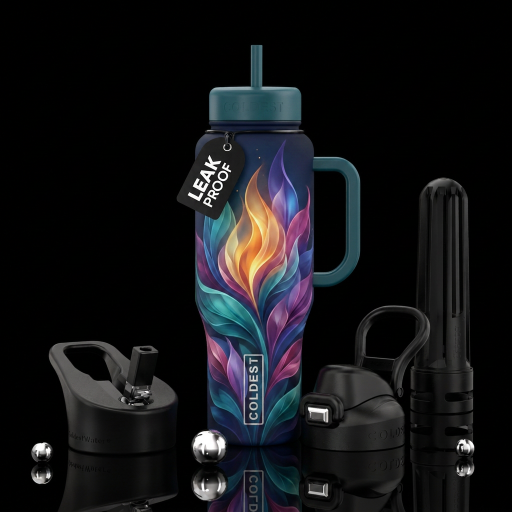 Floral flames water bottle design