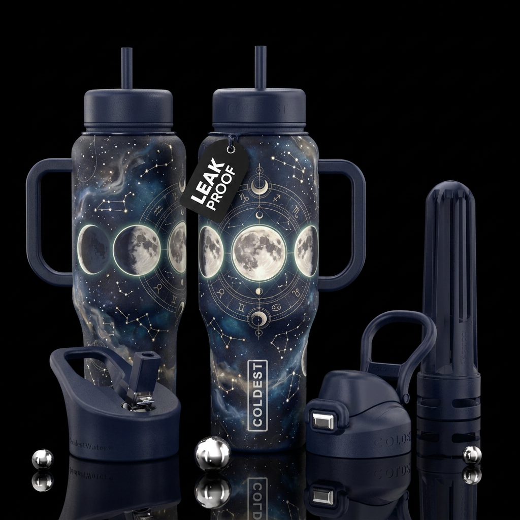Celestial Moons water bottle design