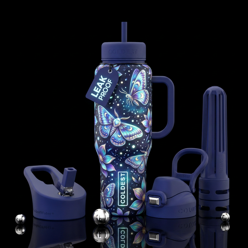 Glowie Gypsy moth water bottle design
