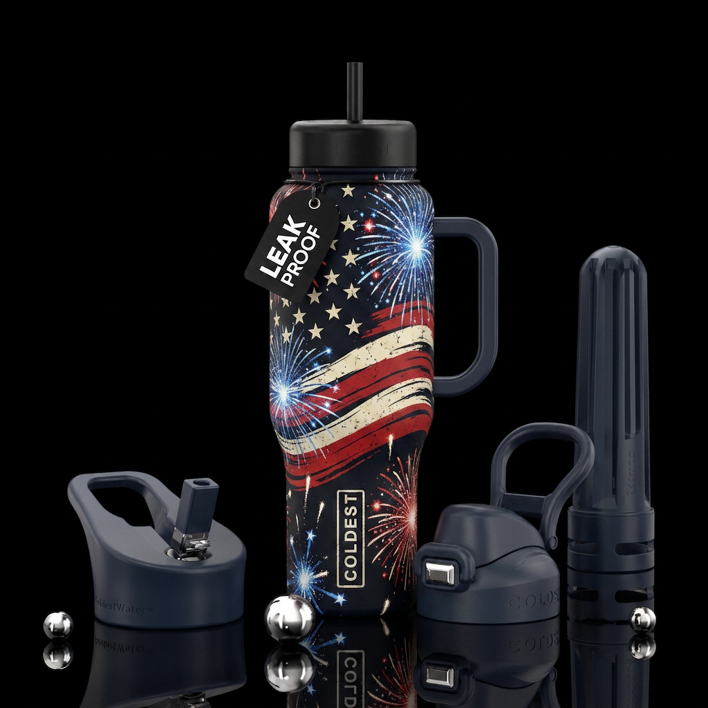 Flag bursts water bottle design