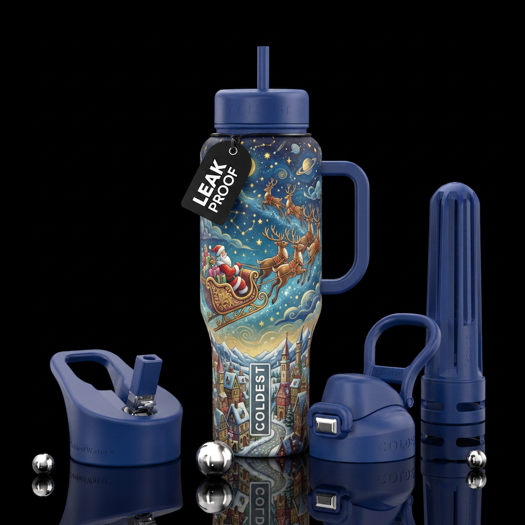 Santa Night water bottle design