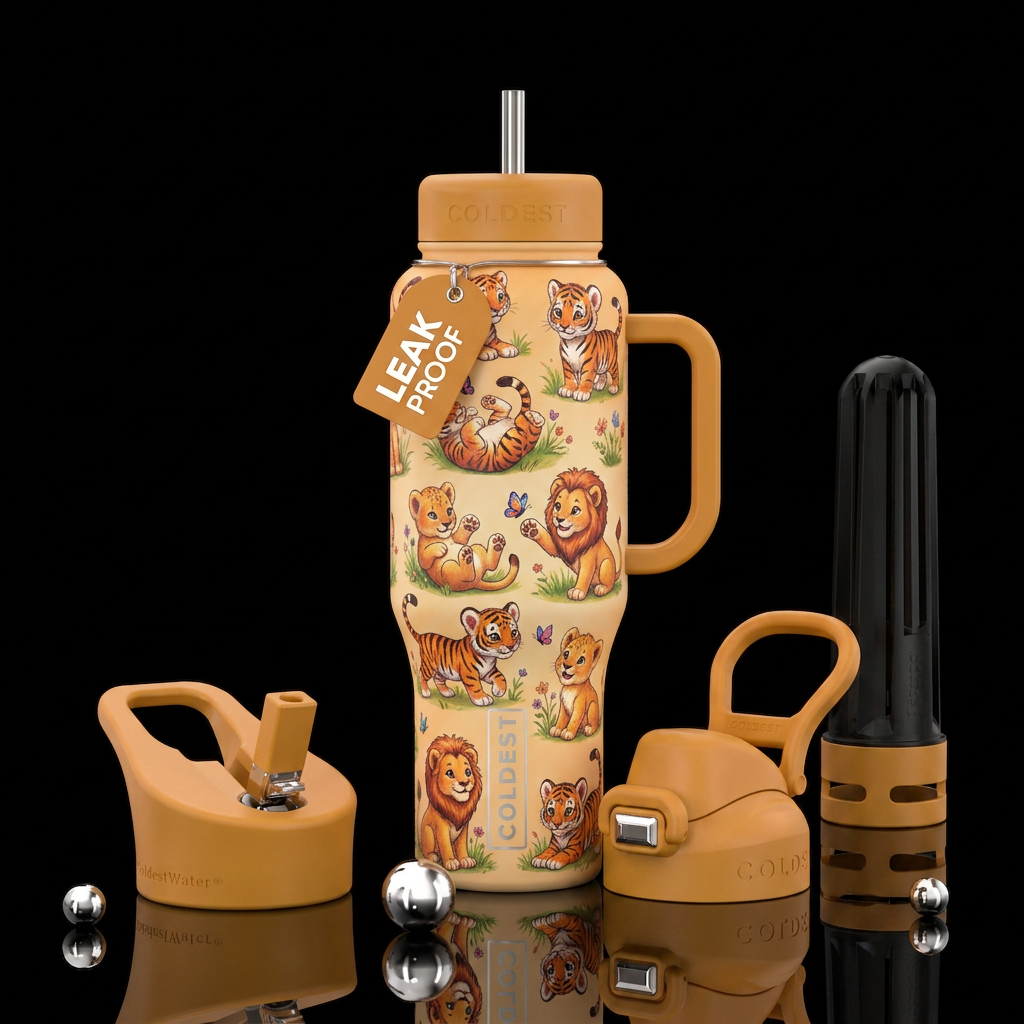 Baby big cats water bottle design