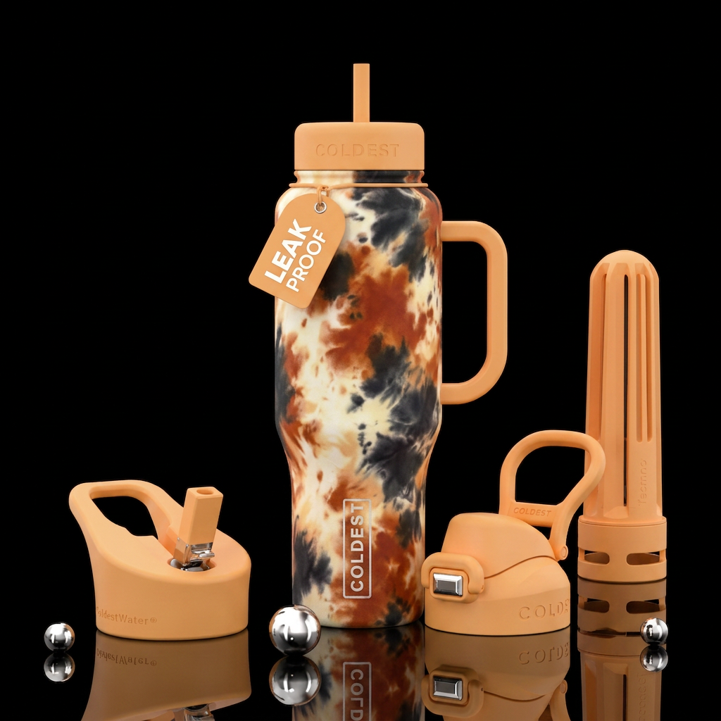 Calico tie dye water bottle design