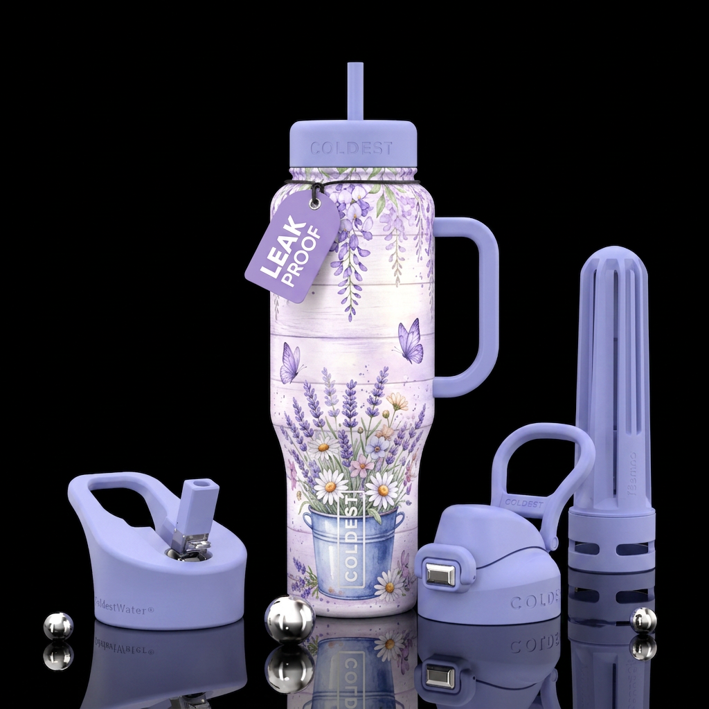 Lavender Wysteria water bottle design