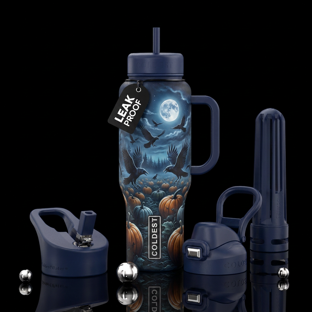 Spooky crows water bottle design