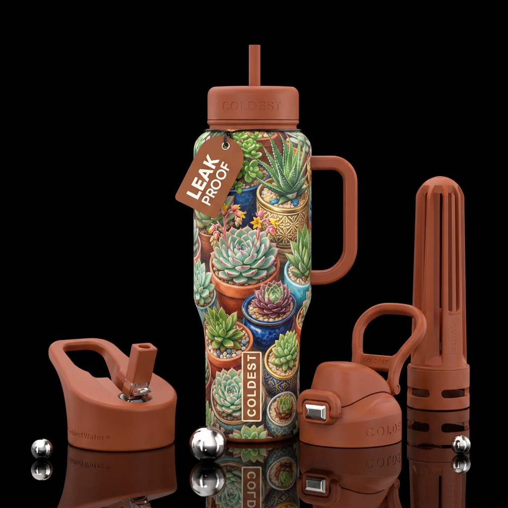 Succulent garden water bottle design