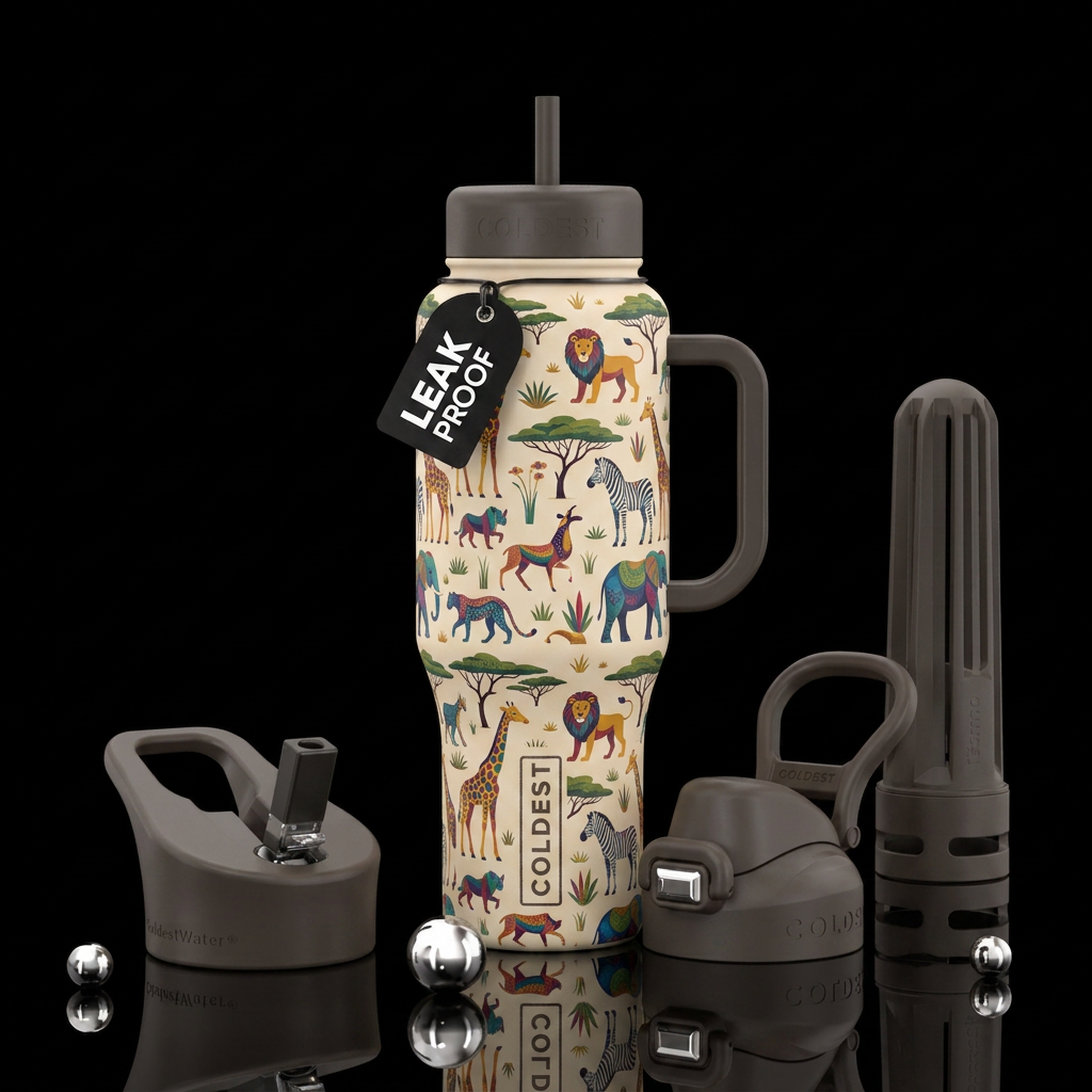 Mid-century mod Serengeti water bottle design