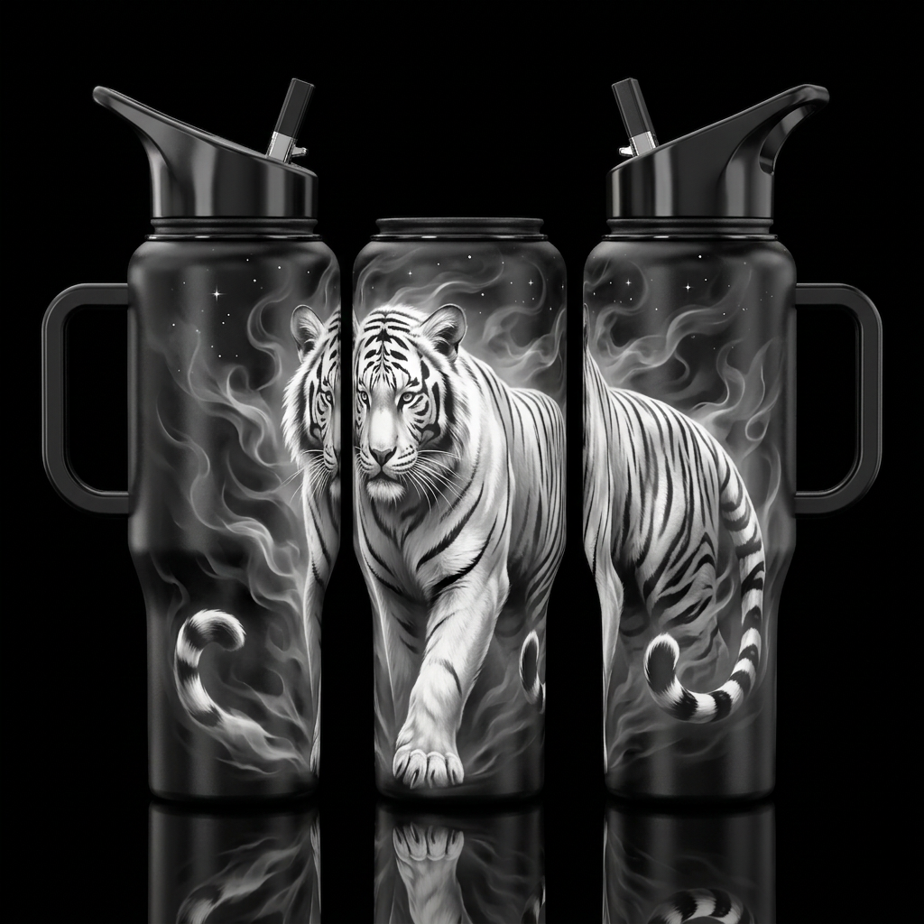 Show front and back of bottle.  High contrast, maj... water bottle design