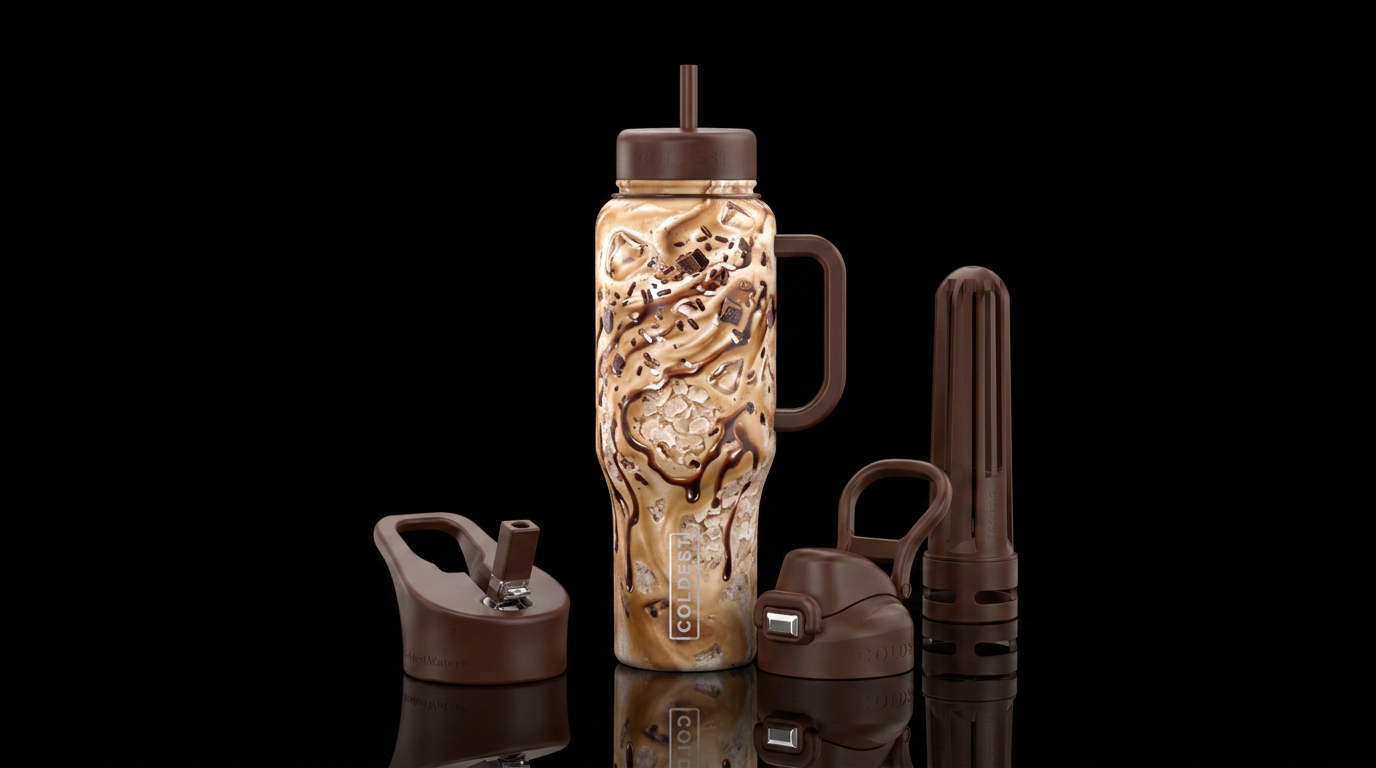 Iced mocha frappe water bottle design