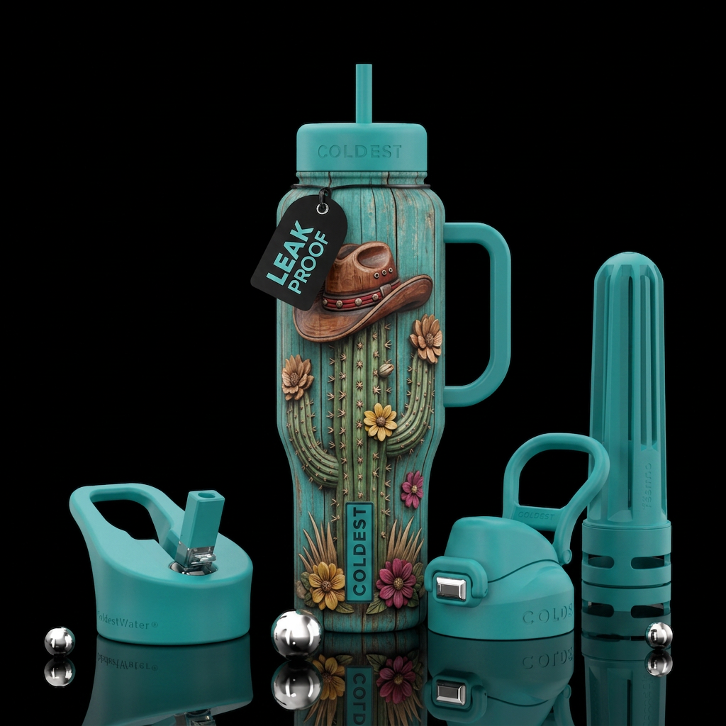 Rustic cactus water bottle design