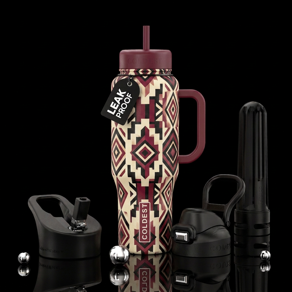 Modern western geometry water bottle design
