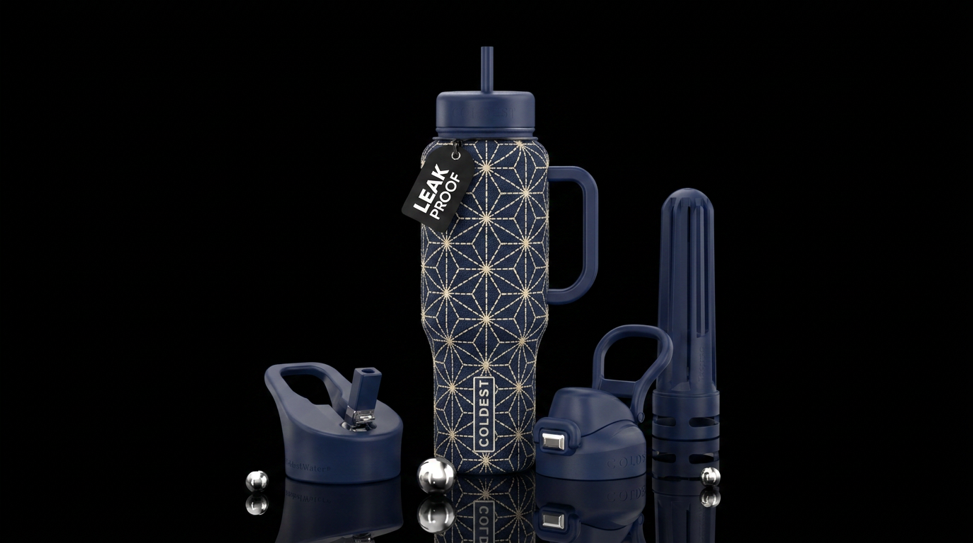 Japanese shashiko stitch inspired.   Interconnecte... water bottle design