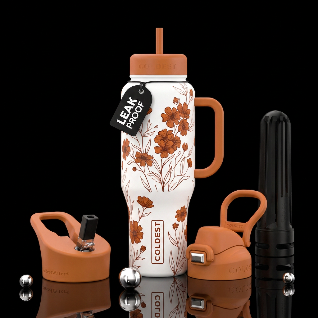 Boho orange water bottle design