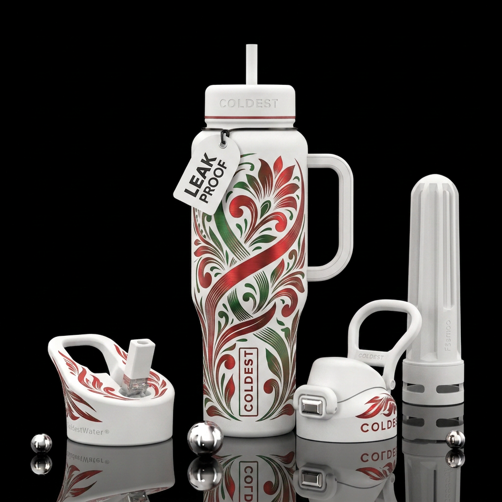 Christmas Botanica water bottle design