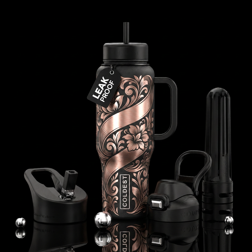 Ornamental floral water bottle design