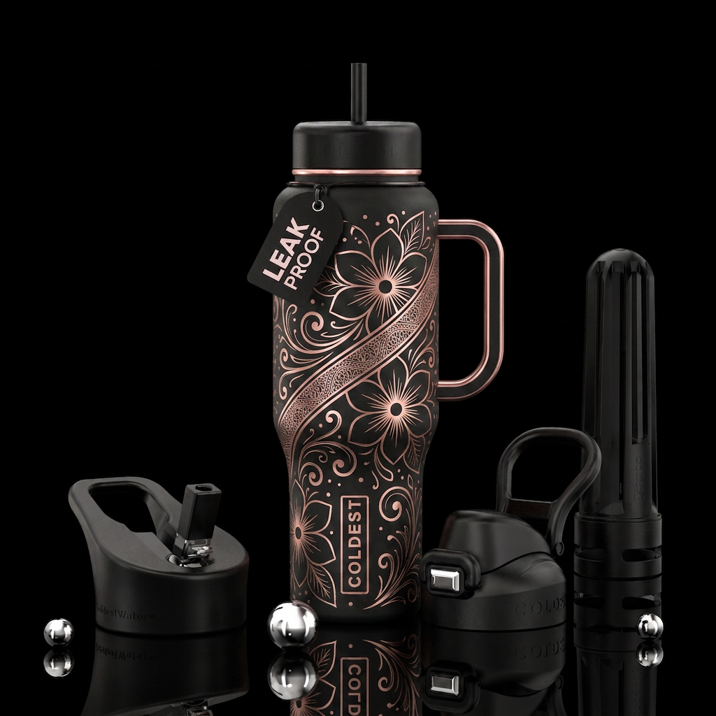 Rose Gold Onyx water bottle design