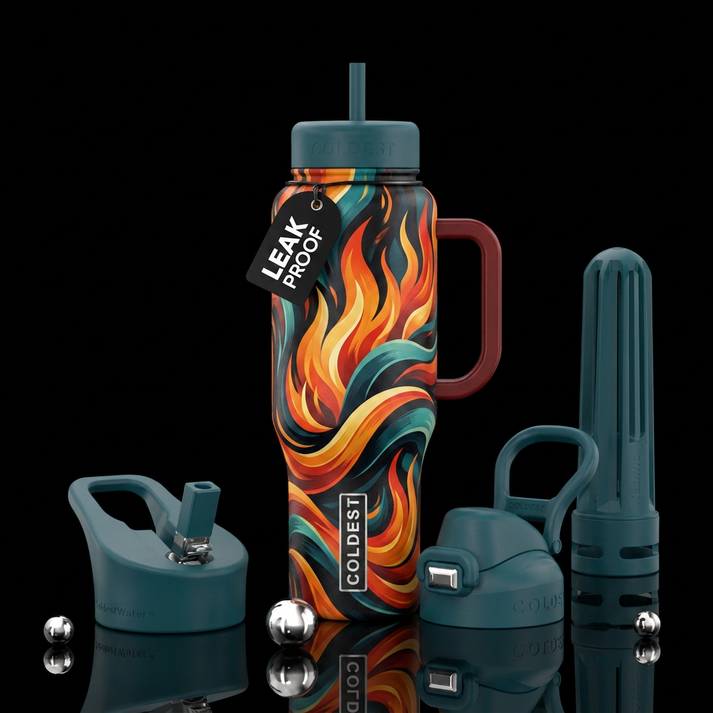 vibrant modern abstract art pattern showcasing sty... water bottle design
