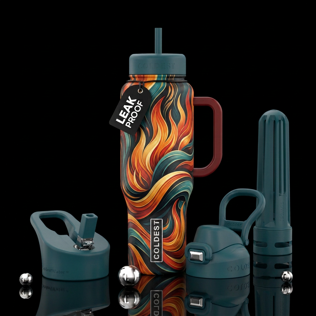 Earthen flames water bottle design