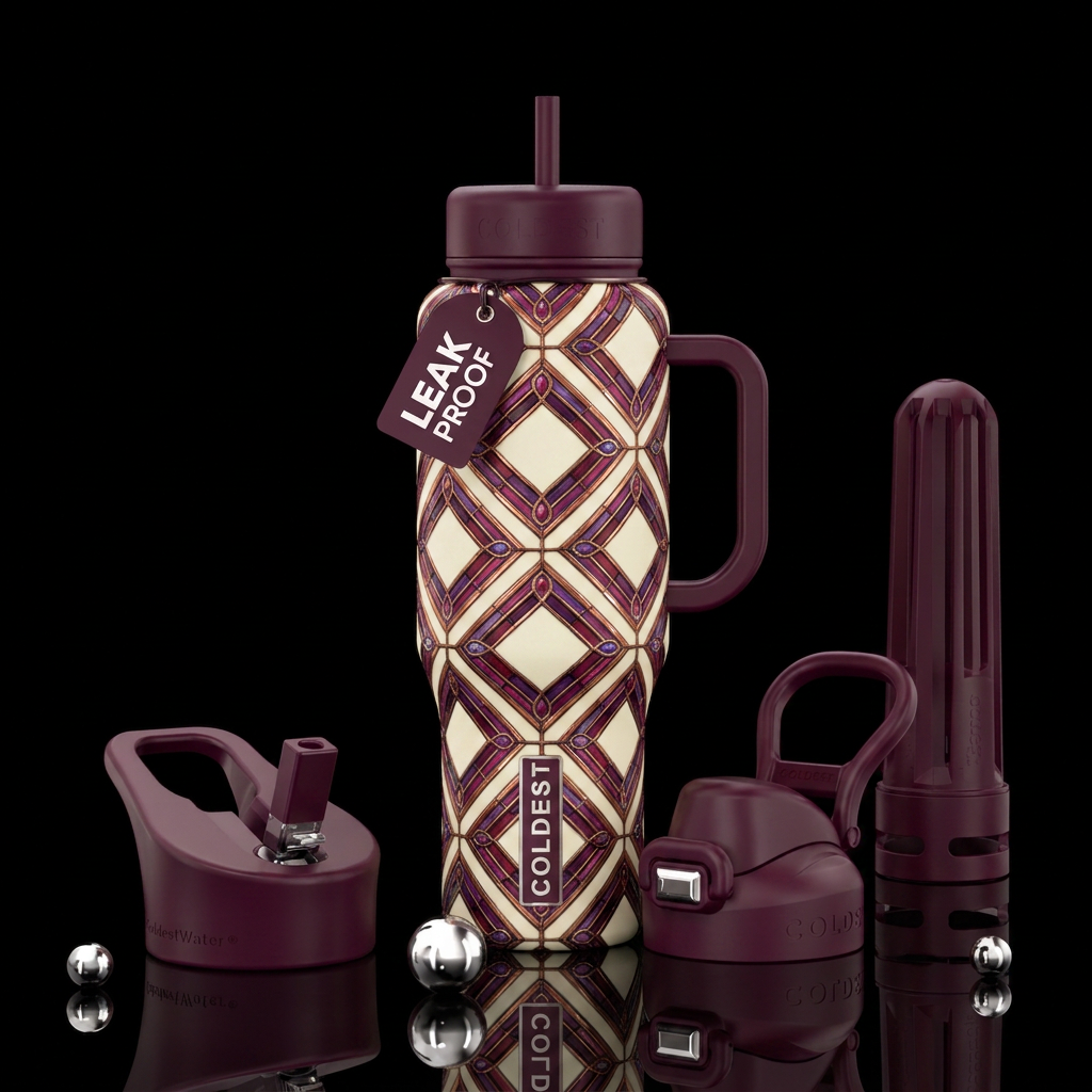 Stained glass diamonds v 1 water bottle design