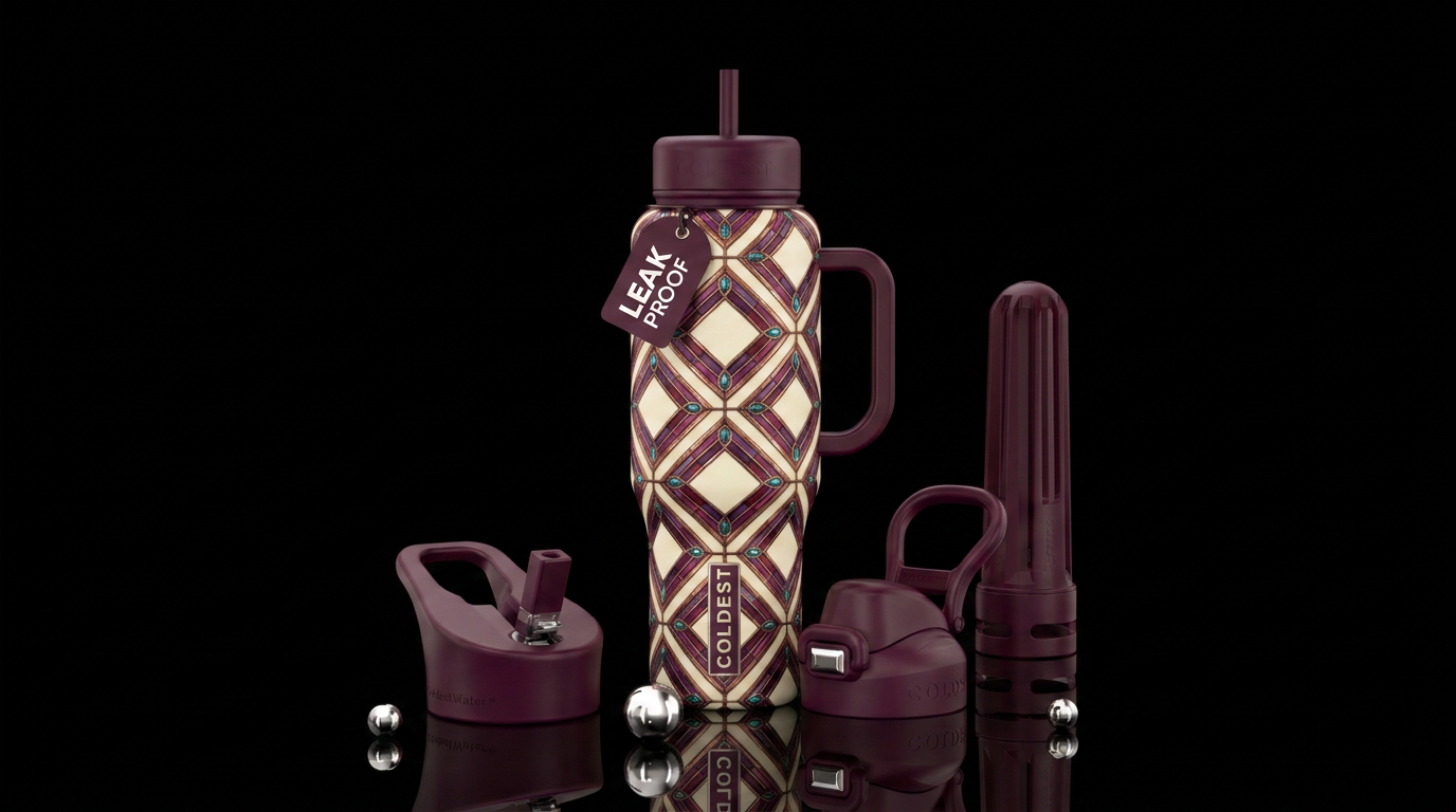 Stained glass diamonds v2 water bottle design