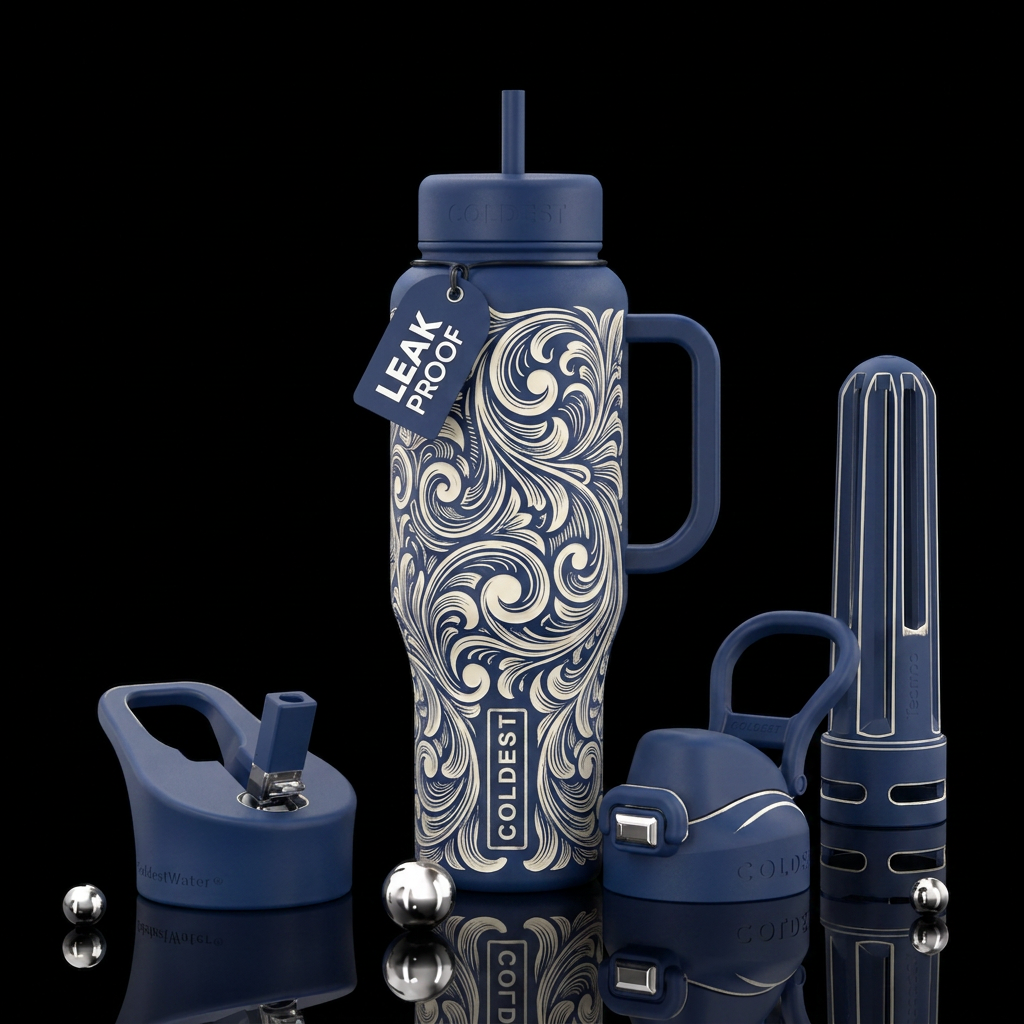 Ocean spirals water bottle design