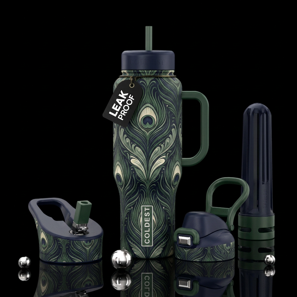 Feathered elegance water bottle design