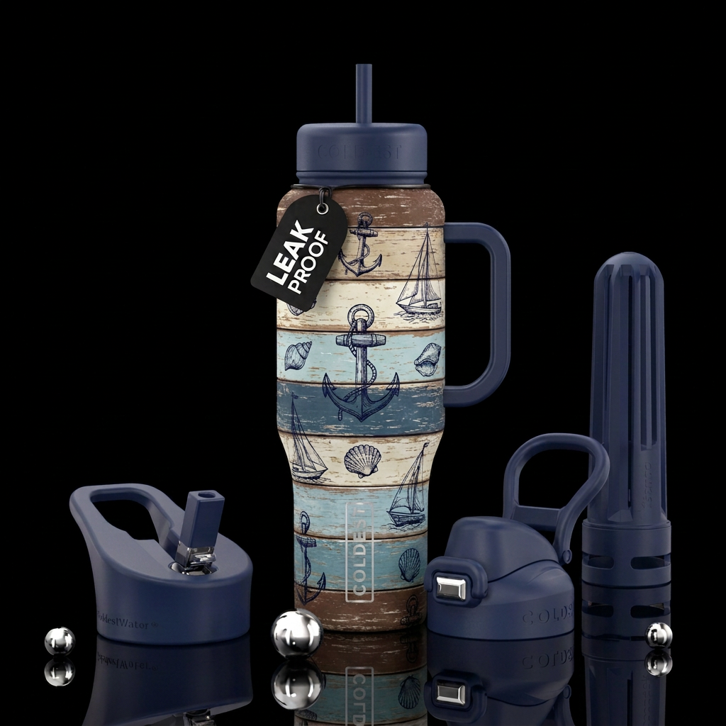 Nautical shiplap water bottle design