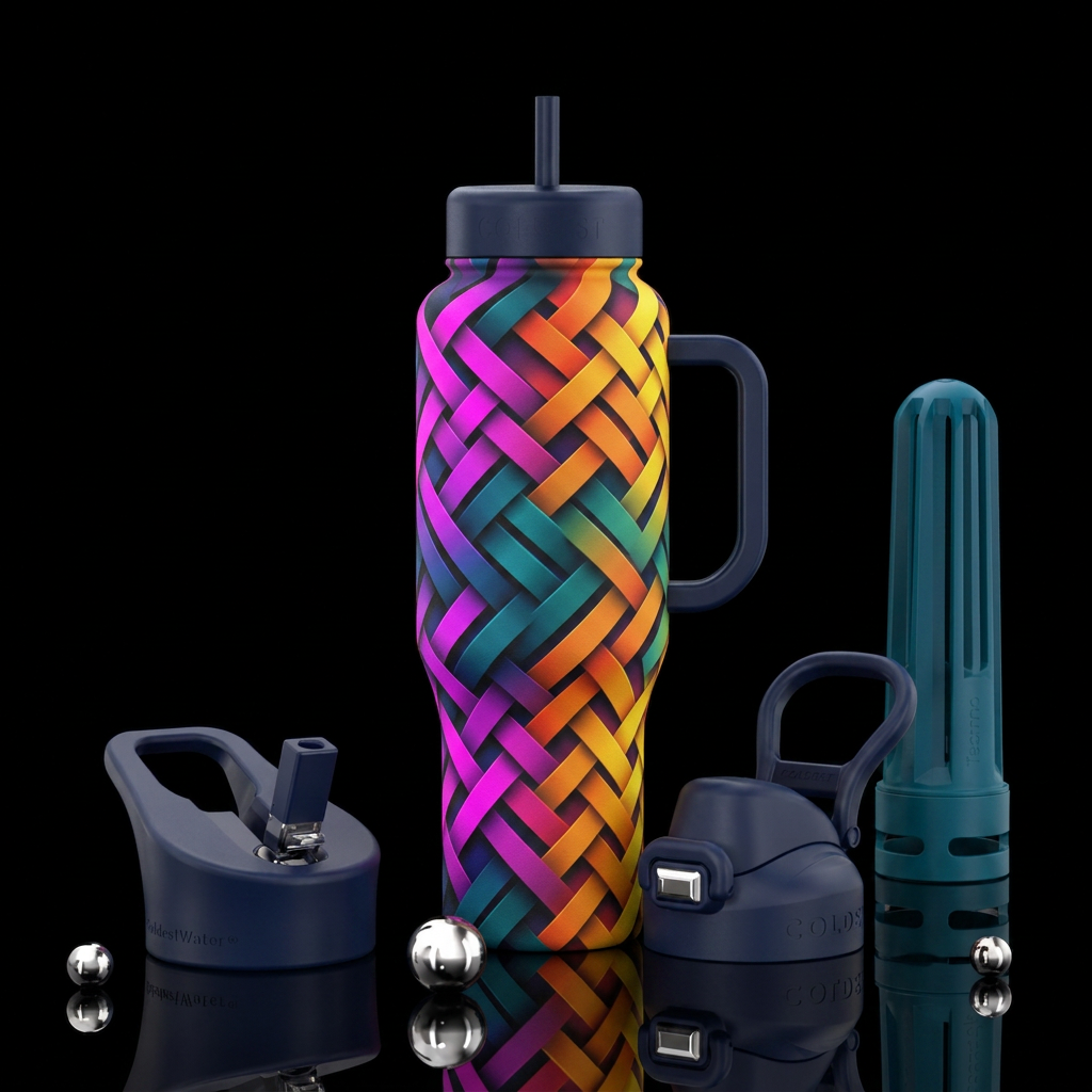 Rainbow Weave water bottle design