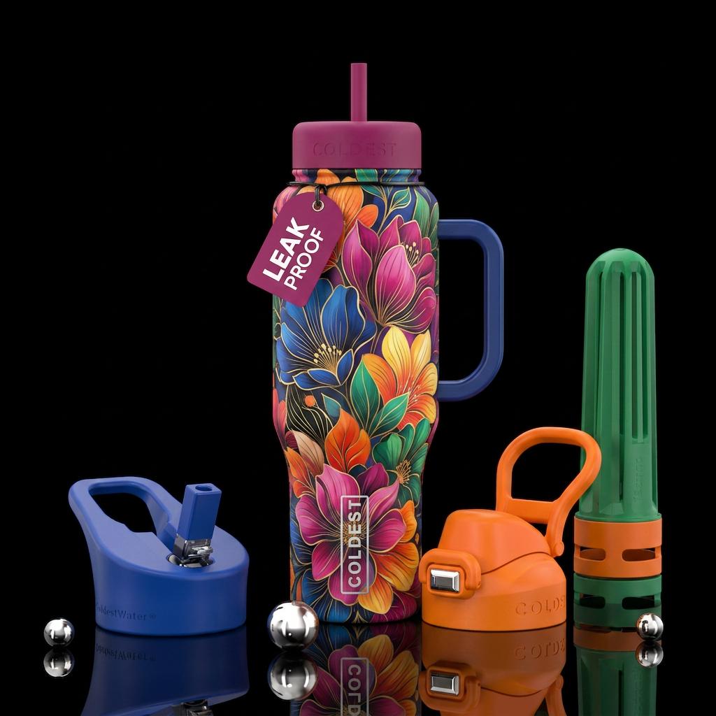 Floral explosion water bottle design