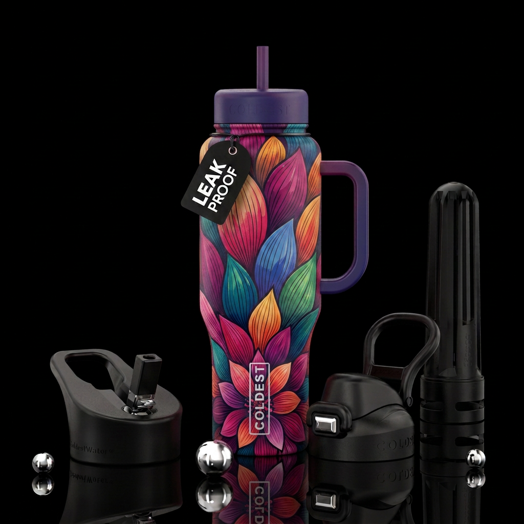 Glossy bloom water bottle design
