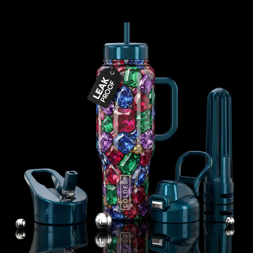 modern, gemstone, inbued, european, vibrant, beaut... water bottle design