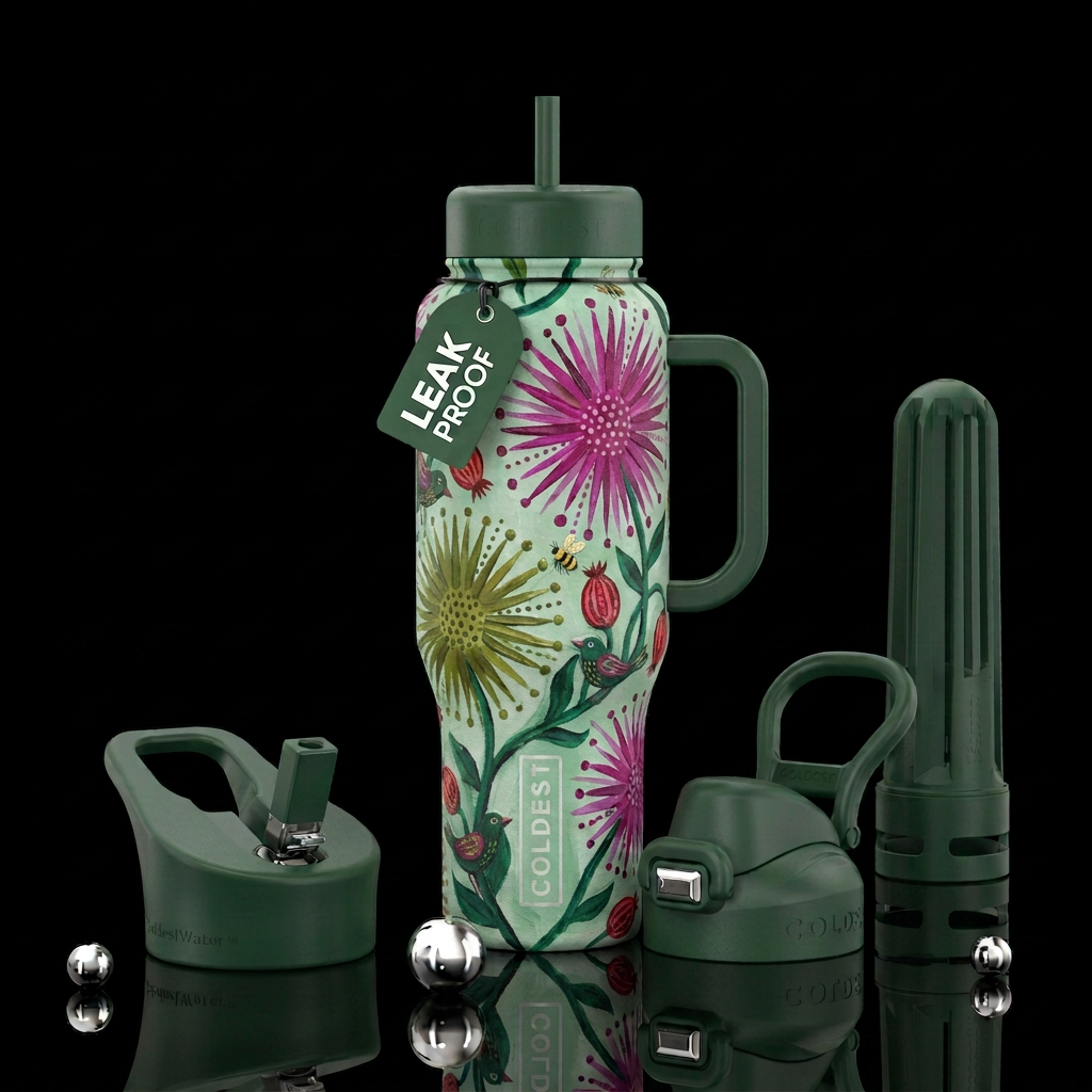 Gouache Garden water bottle design