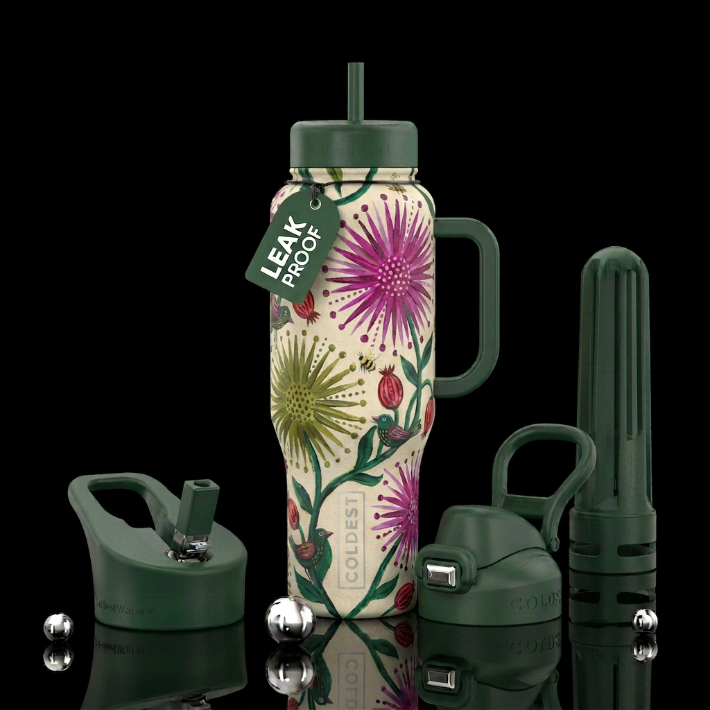 Folk Art Flora water bottle design