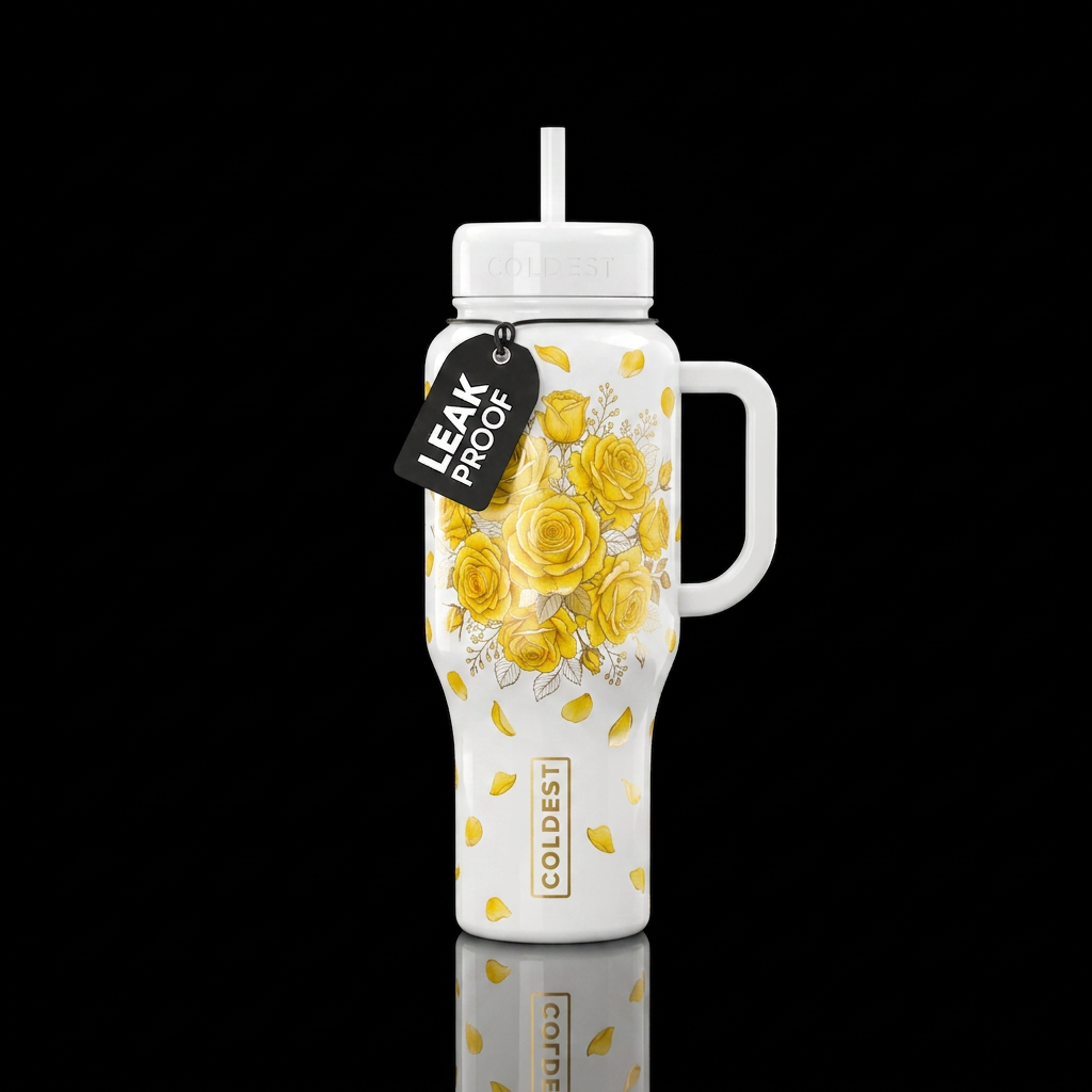 Incredibly luxurious full vibrant exploding bouque... water bottle design