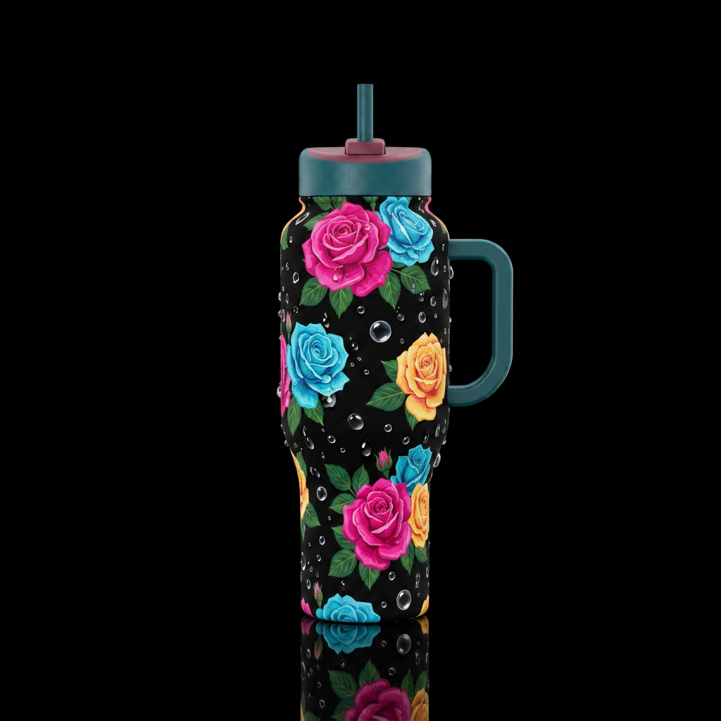 Rose droplets water bottle design