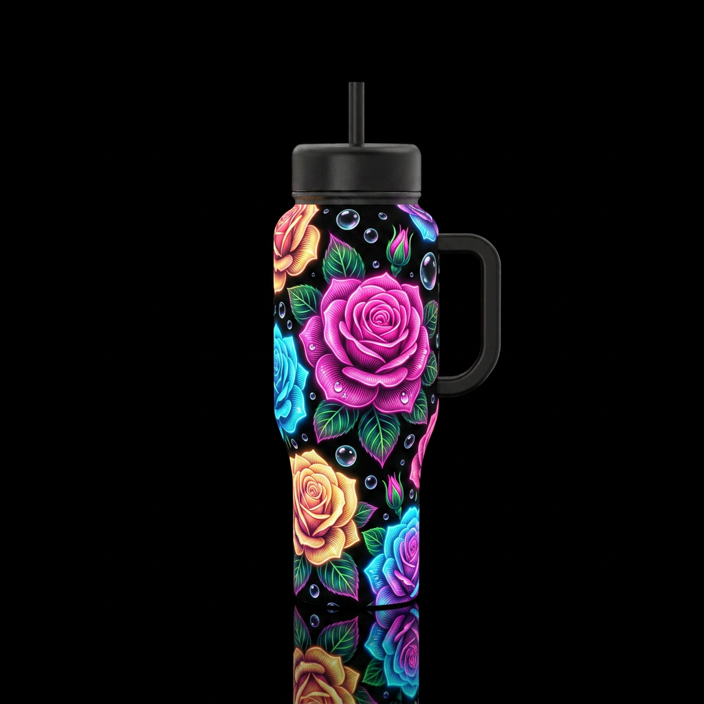 Raindrops on roses water bottle design