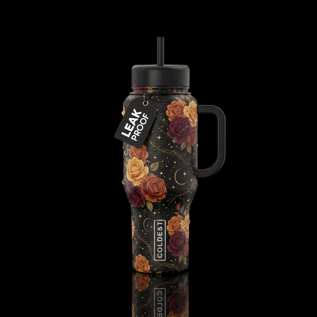 Autumn cosmos water bottle design