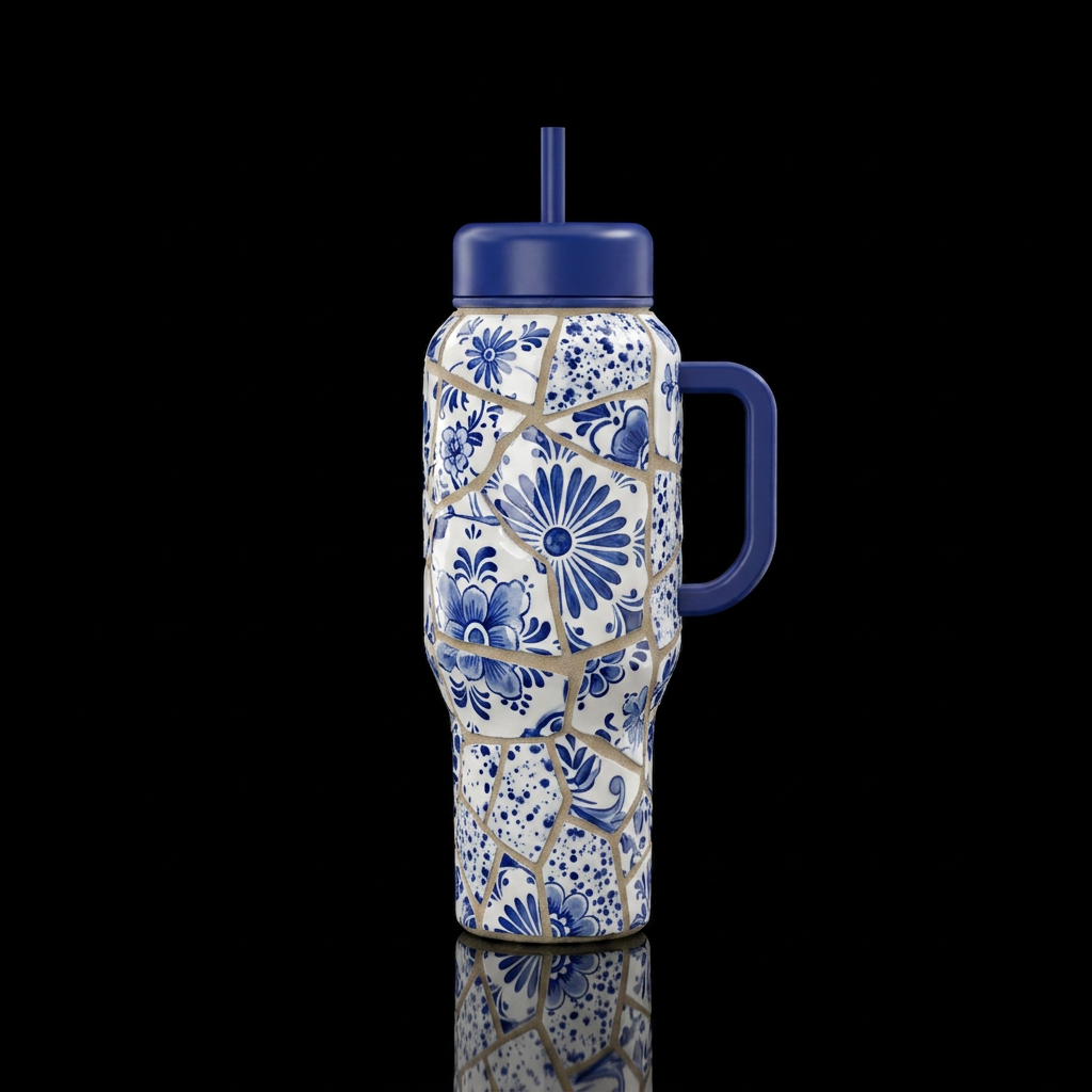 Cracked mosaic water bottle design