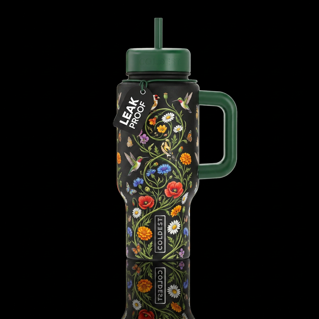 Spiral in bloom water bottle design