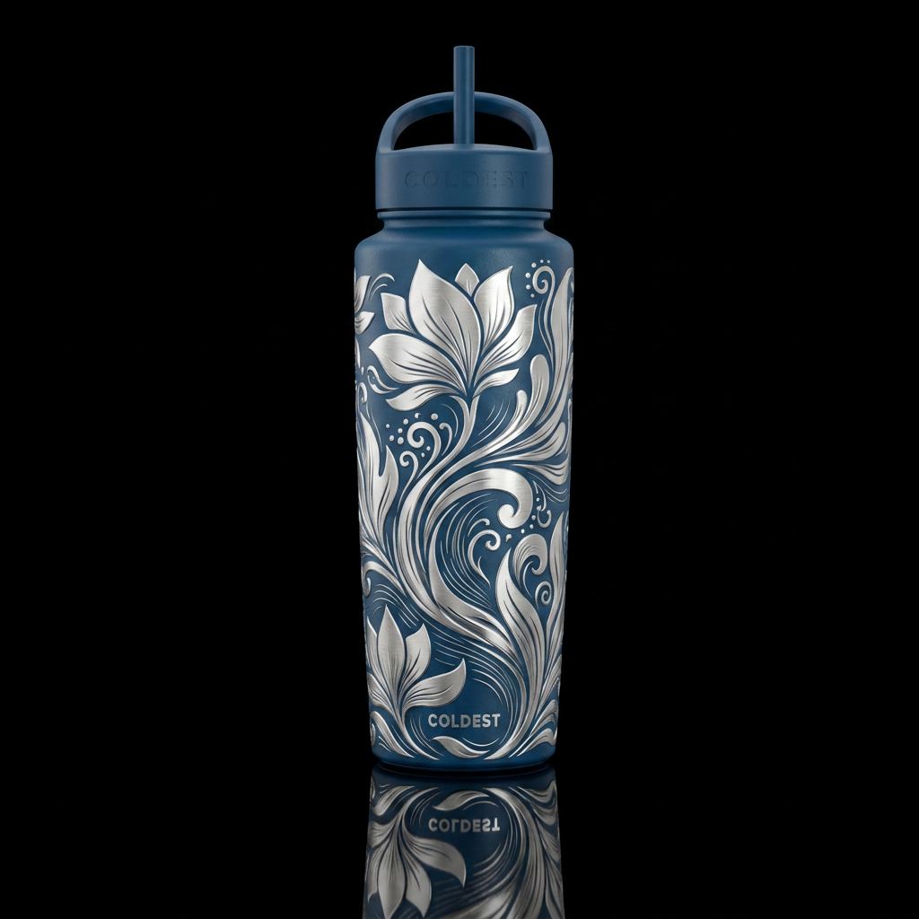 Floral waves water bottle design