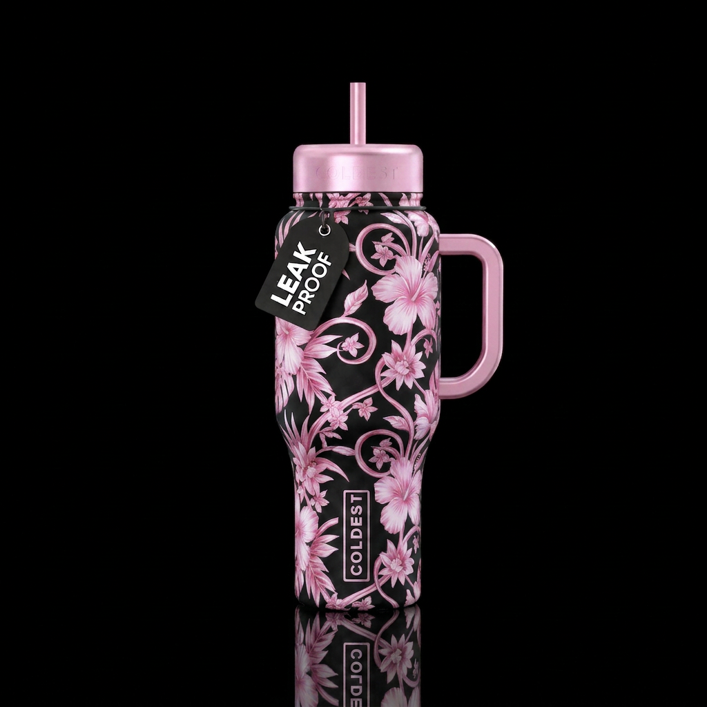 Exotic pink water bottle design