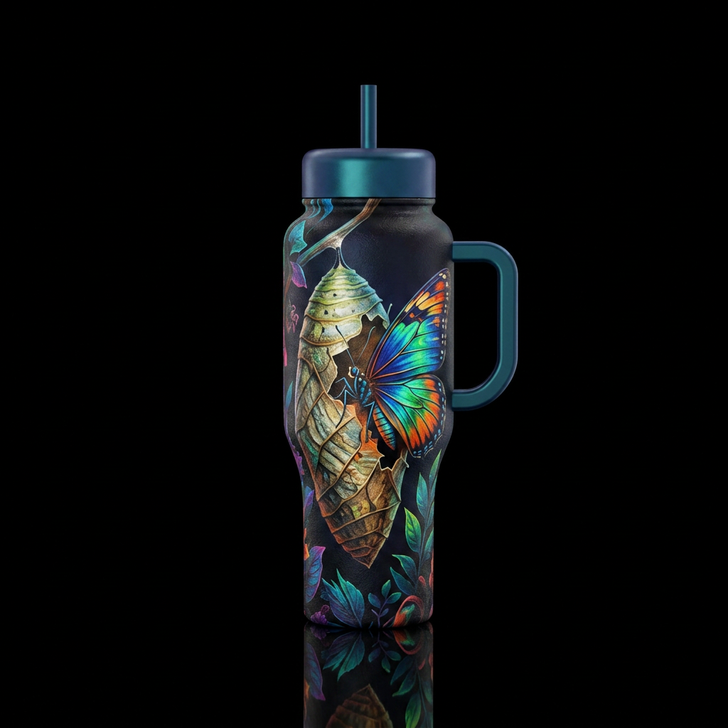Cocoon emergence. water bottle design