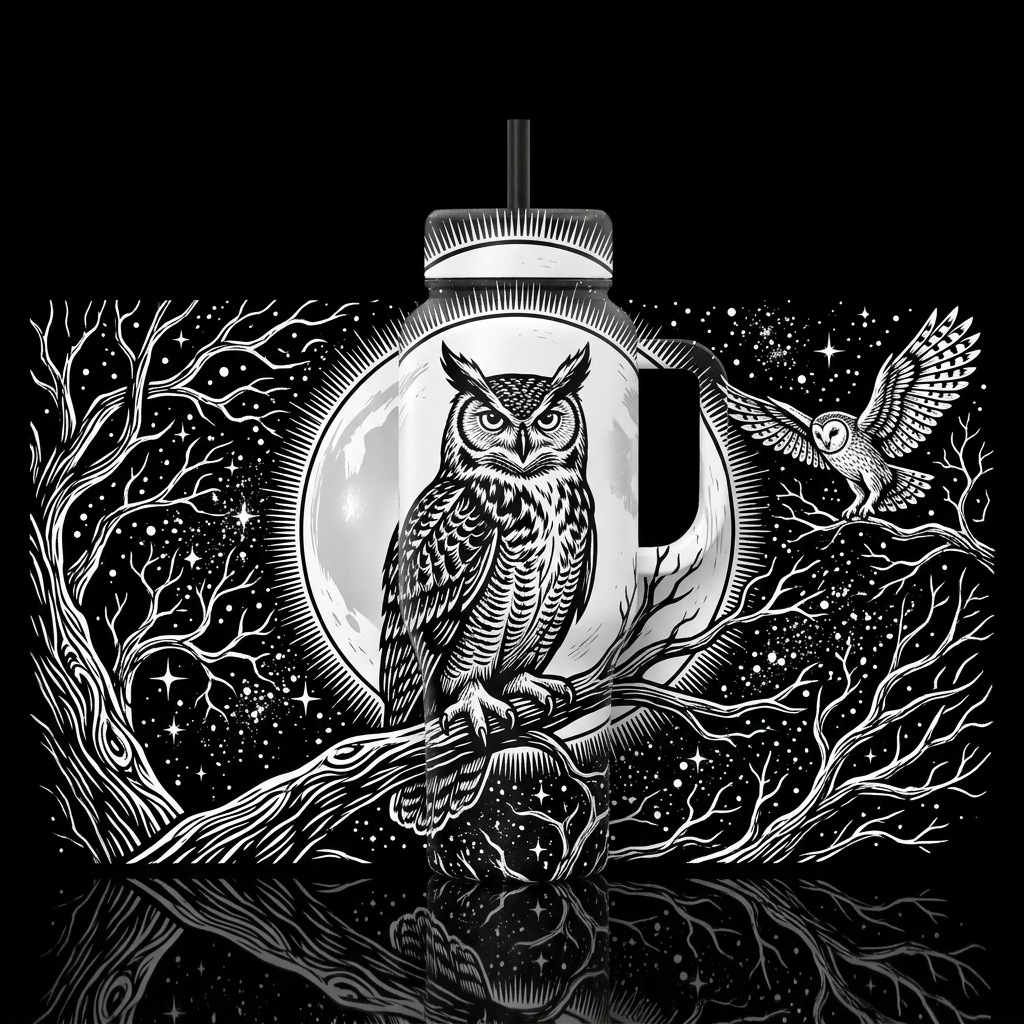 A single water bottle design in a bold black and w... water bottle design